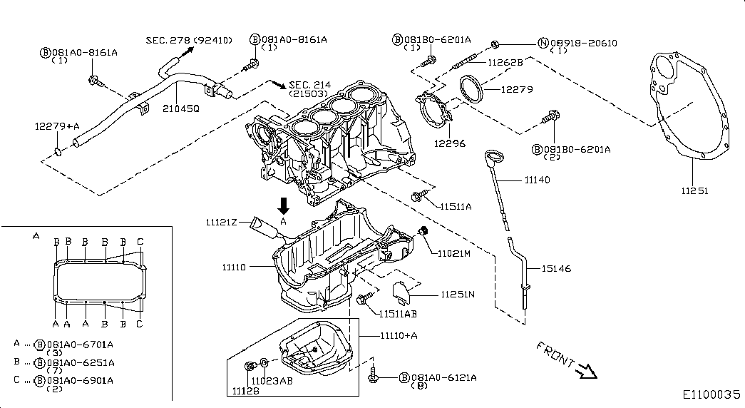 NISSAN 11026-BX000 - Inel etansare, surub drena ulei parts5.com