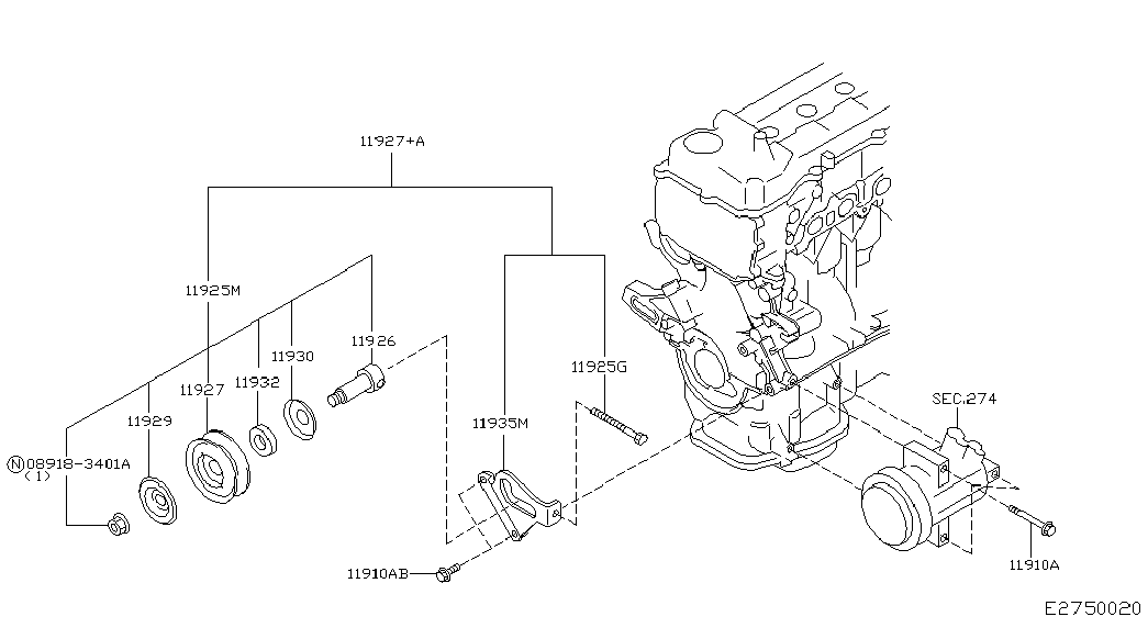 NISSAN 089183401A - Nut, exhaust manifold parts5.com