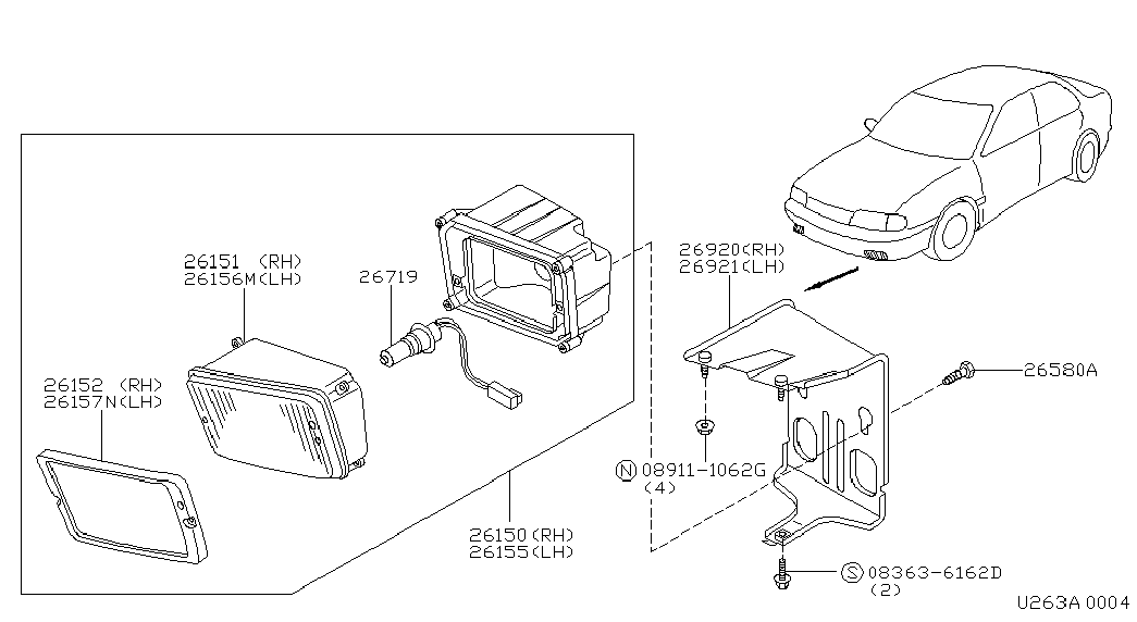 NISSAN 26293C9907 - Лампа накаливания, основная фара parts5.com