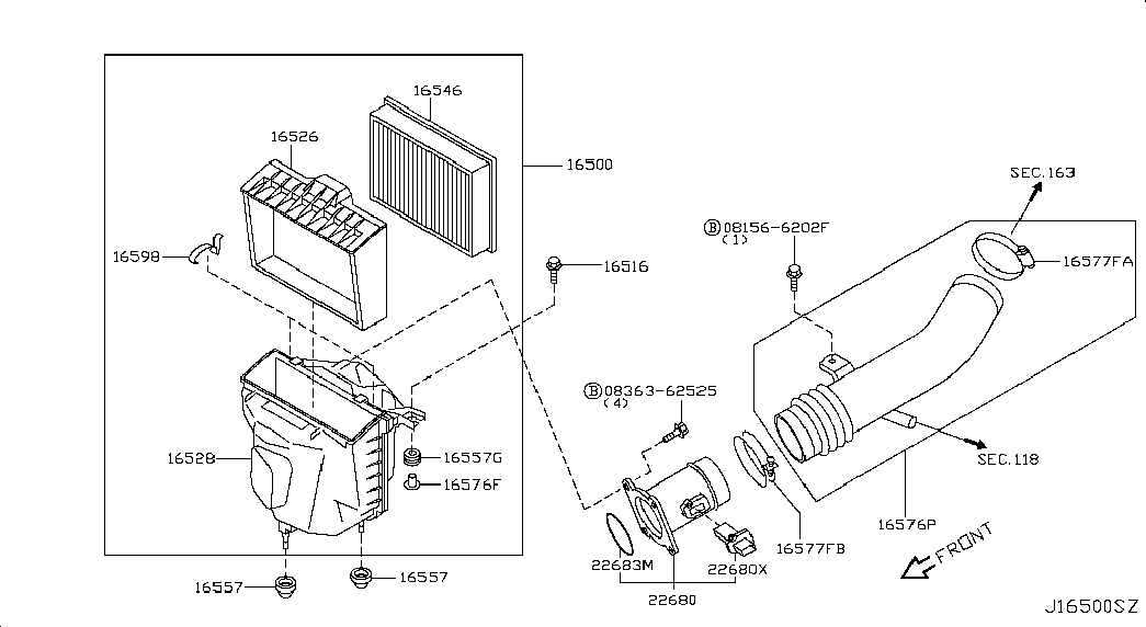 NISSAN 16546-74S00 - Ilmansuodatin parts5.com