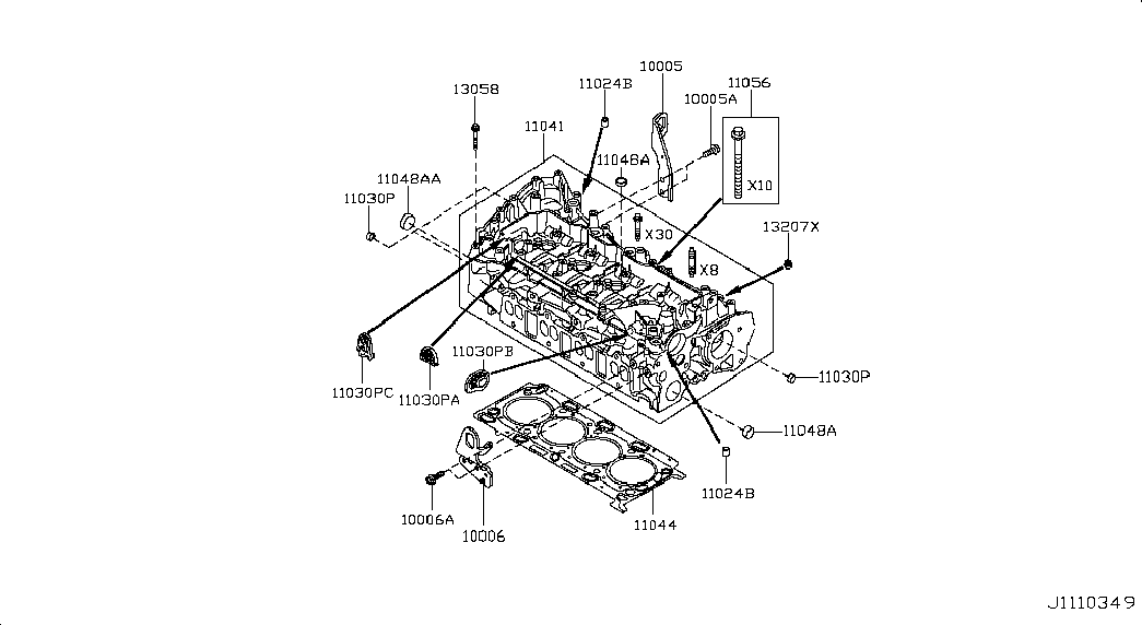 NISSAN 11044-00Q1M - Garnitura, chiulasa parts5.com