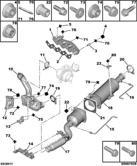 PEUGEOT (DF-PSA) 1731 PA - Racord evacuare parts5.com