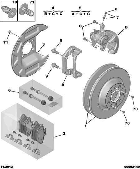 PEUGEOT 4404 E2 - Set bucsi de ghidaj, etrier frana parts5.com