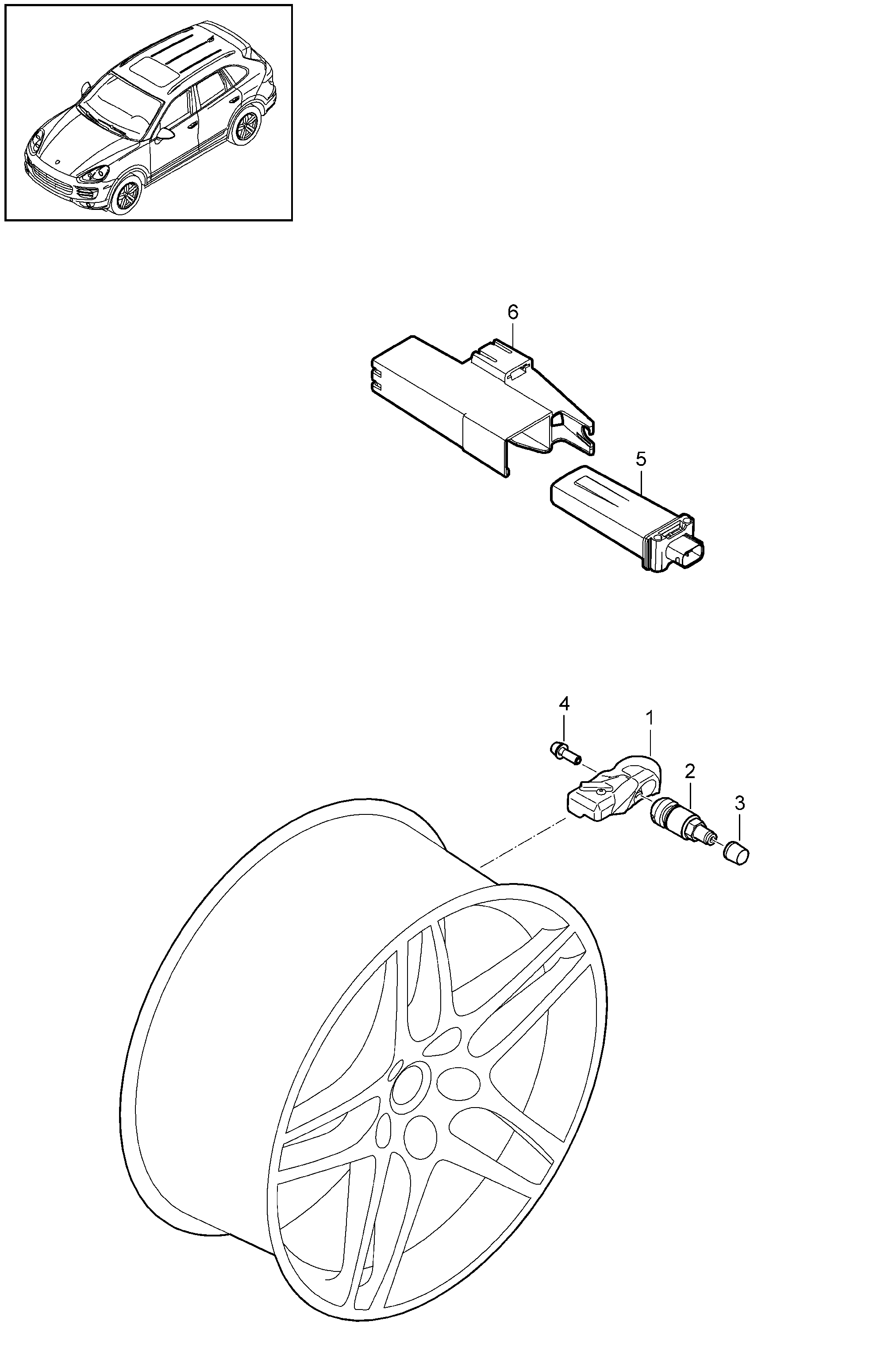 Porsche 5Q0907275 - Wheel Sensor, tyre pressure control system parts5.com