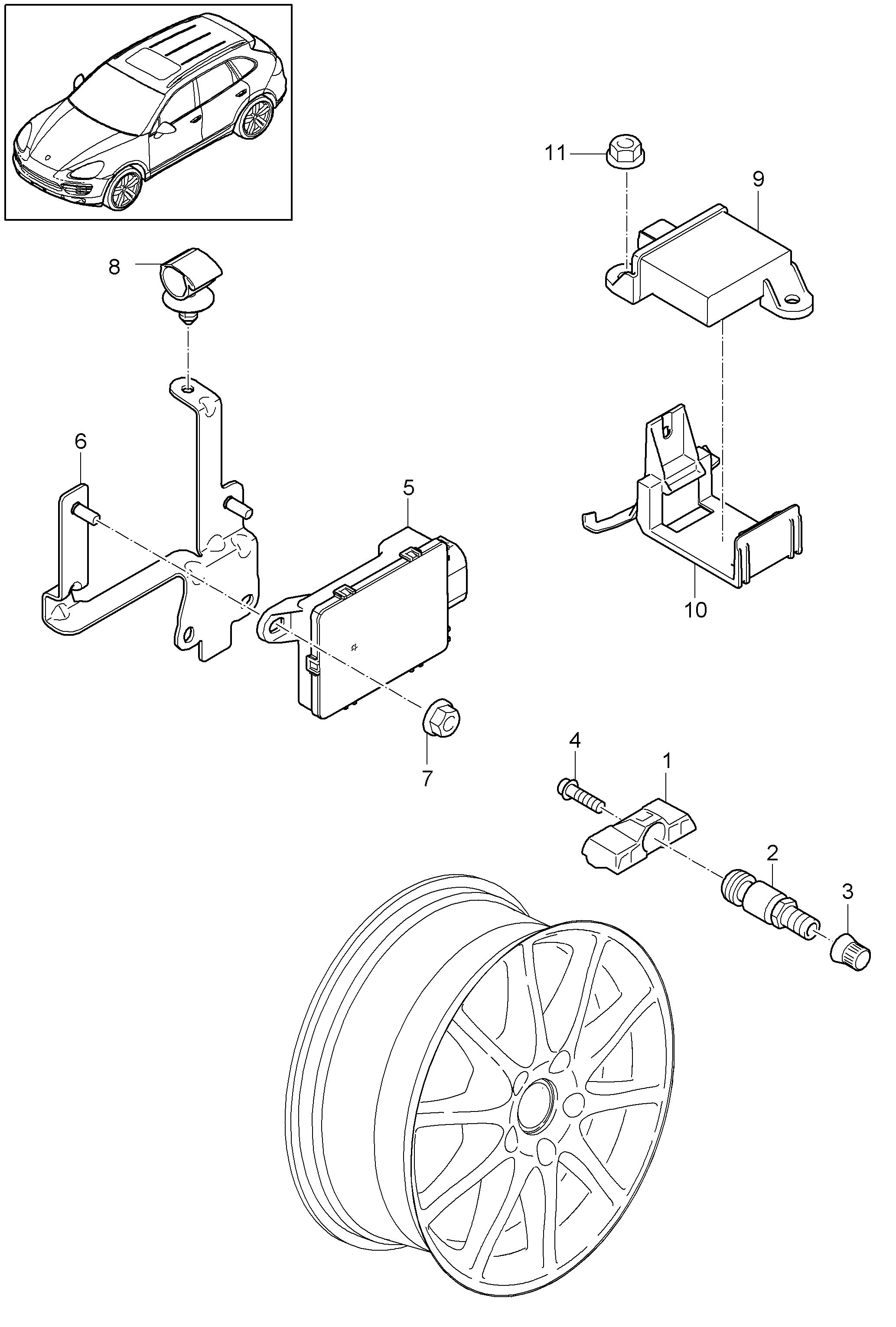 Porsche 958 361 661 00 - Senzor, sistem de control al presiunii pneuri parts5.com