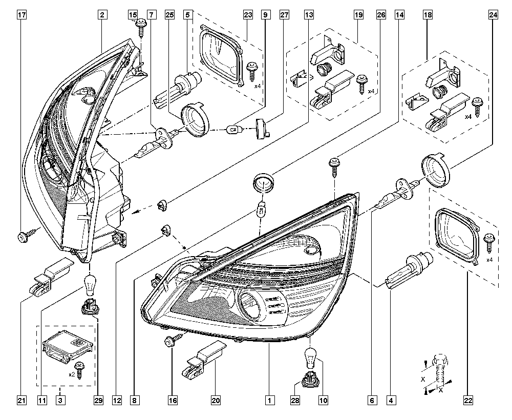 RENAULT 77 01 062 188 - Bec, far faza lunga parts5.com