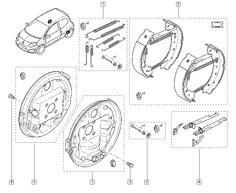 RENAULT 7701209586 - Komplet kočnih čeljusti parts5.com