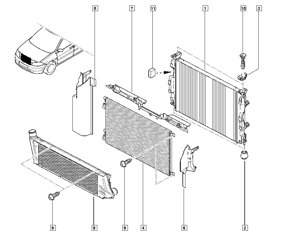 RENAULT 82 00 115 543 - Lauhdutin, ilmastointilaite parts5.com