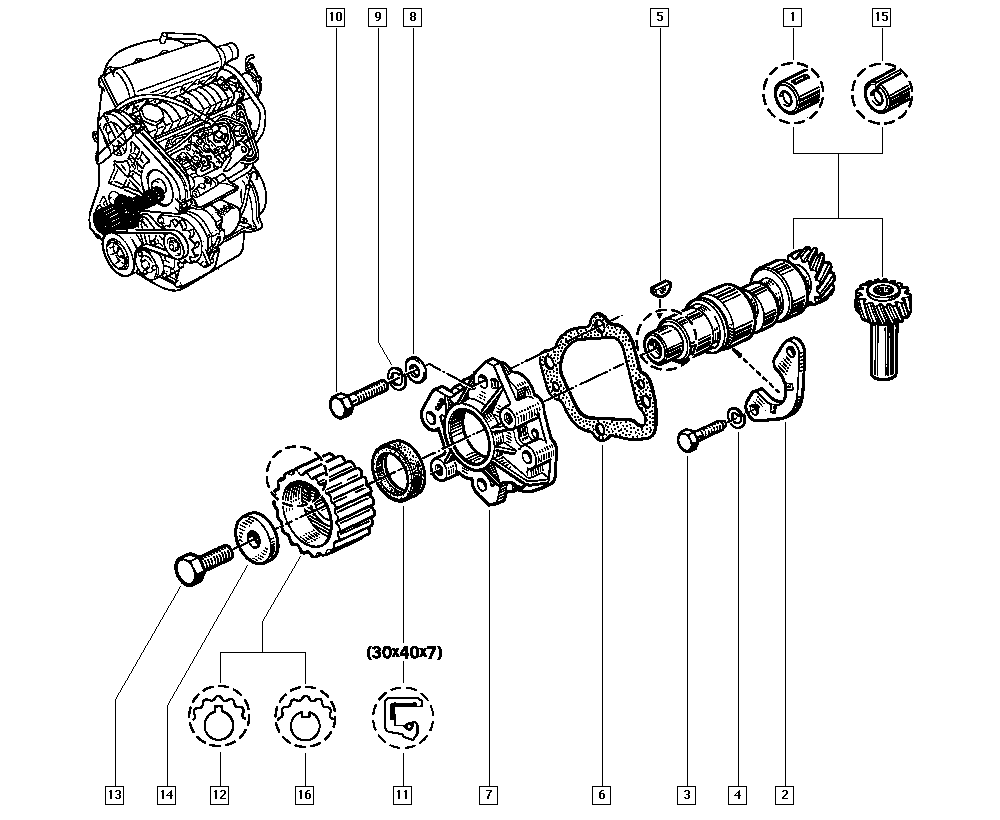 RENAULT 77 03 087 189 - Simering, ax cu came parts5.com