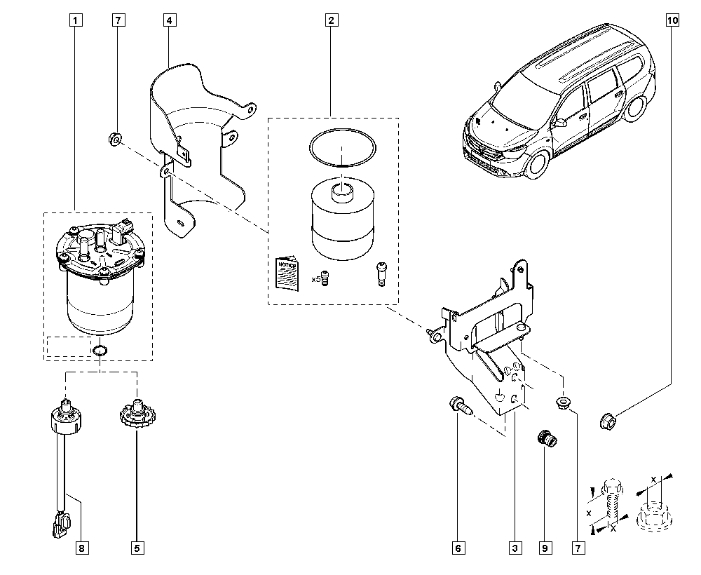 DACIA 164000797R - Fuel filter parts5.com