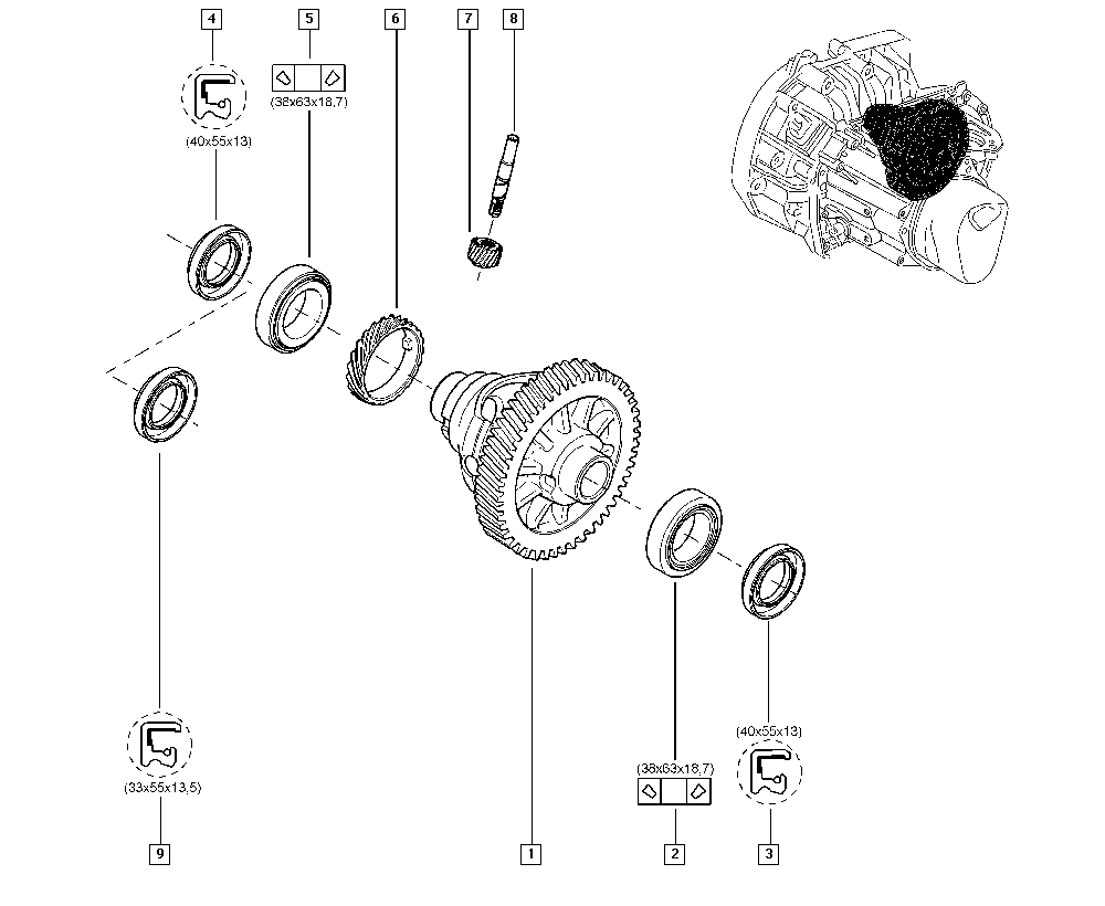 RENAULT 383424036R - Akselitiiviste, tasauspyörästö parts5.com