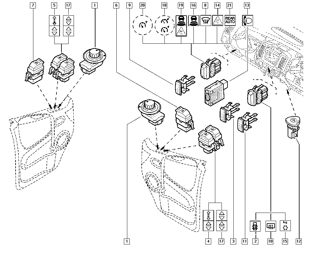 RENAULT 82 00 057 321 - Stikalo, odpiralo za okno parts5.com