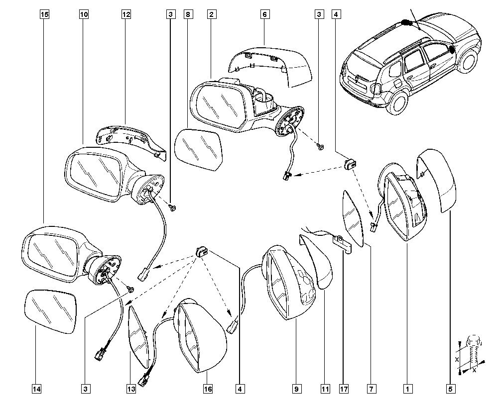 DACIA 6001549716 - Sklo vonkajżieho zrkadla parts5.com