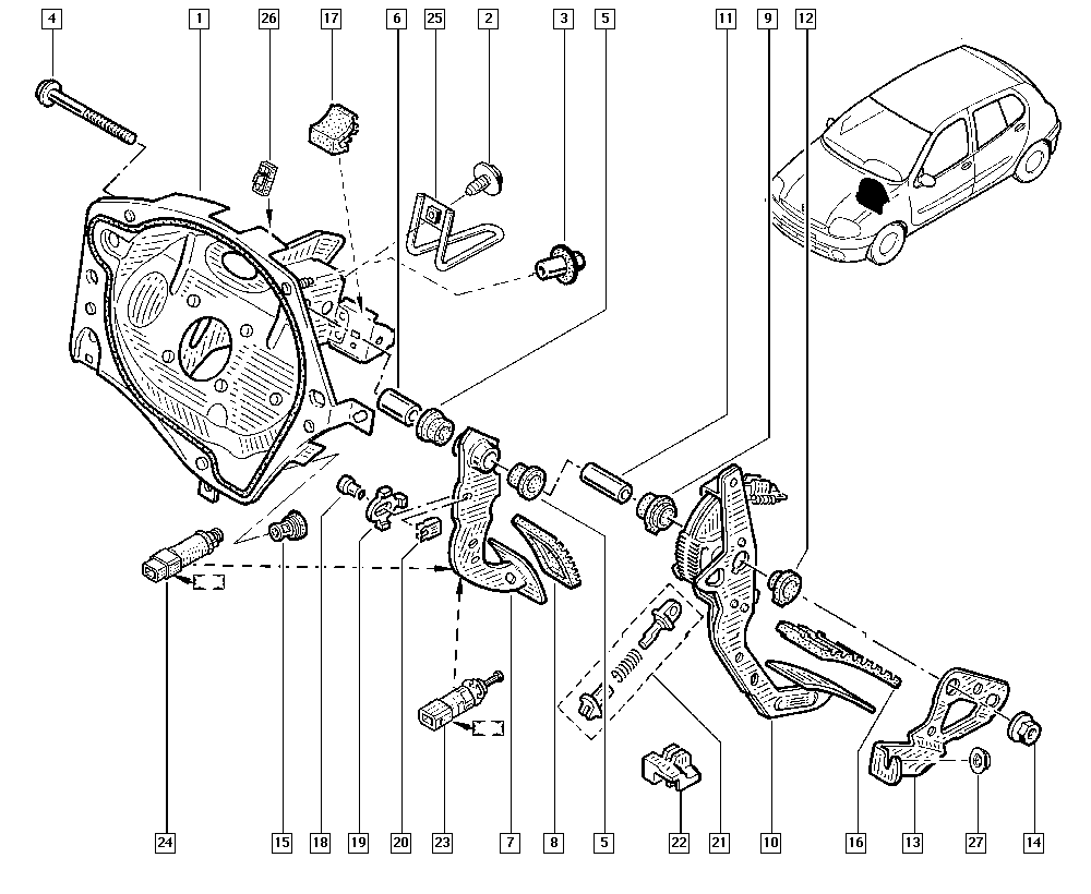 RENAULT 77 00 431 512 - Ключ, задействане на съединителя (Geschwindigkeitsregelanlag parts5.com