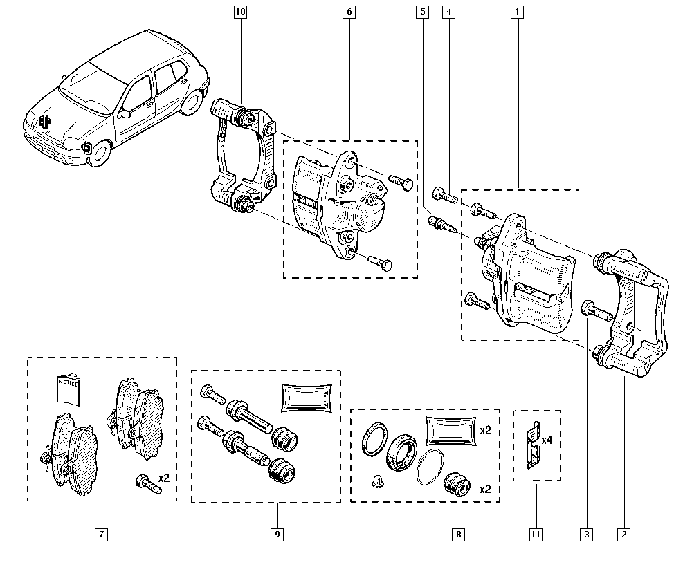 NISSAN 7701 210 142 - Zestaw klocków hamulcowych, hamulce tarczowe parts5.com