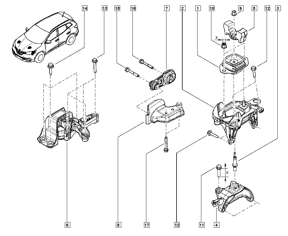 NISSAN 112202558R - Felfüggesztés, motor parts5.com