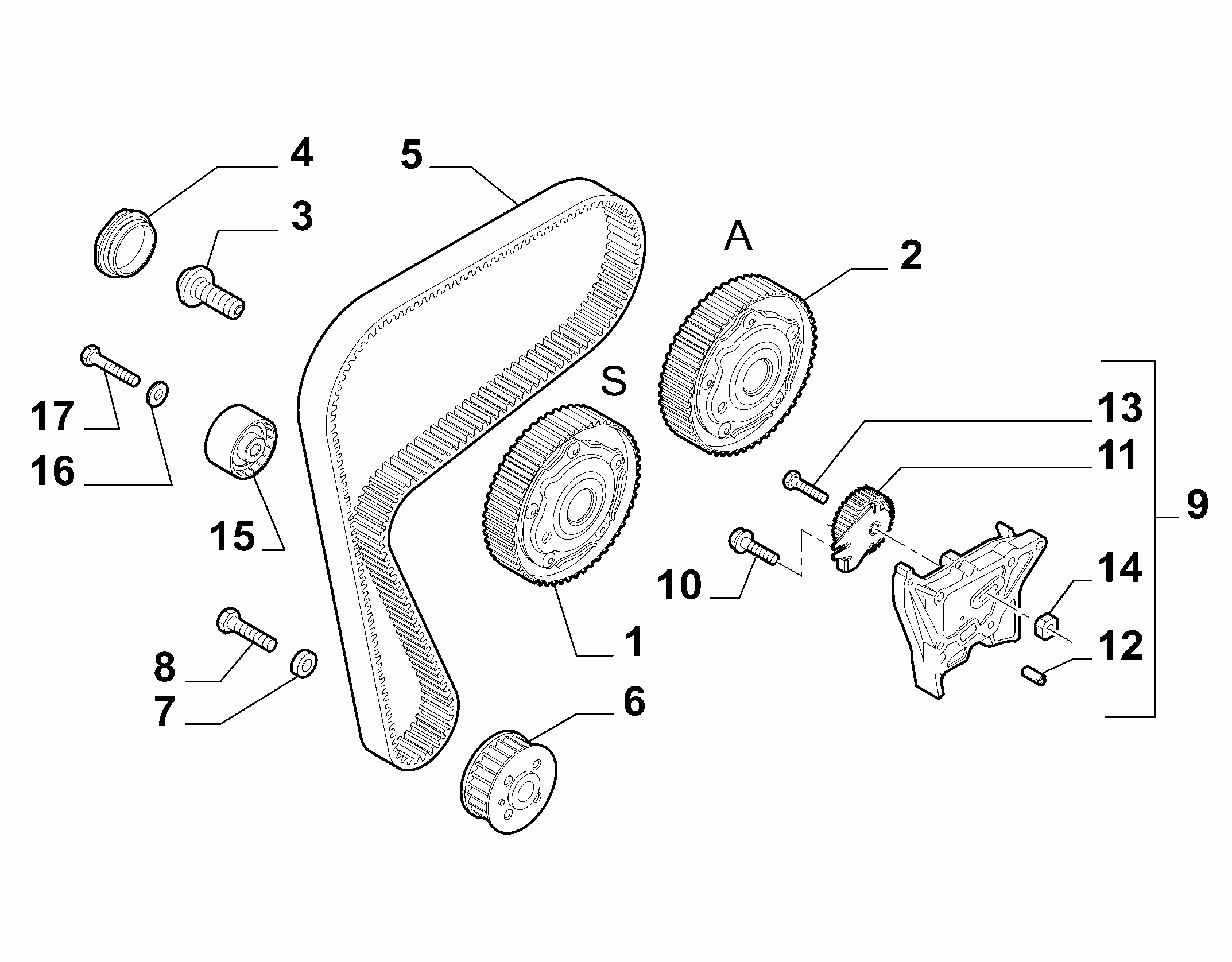 FIAT 55211749 - Обтяжна ролка, ангренаж parts5.com