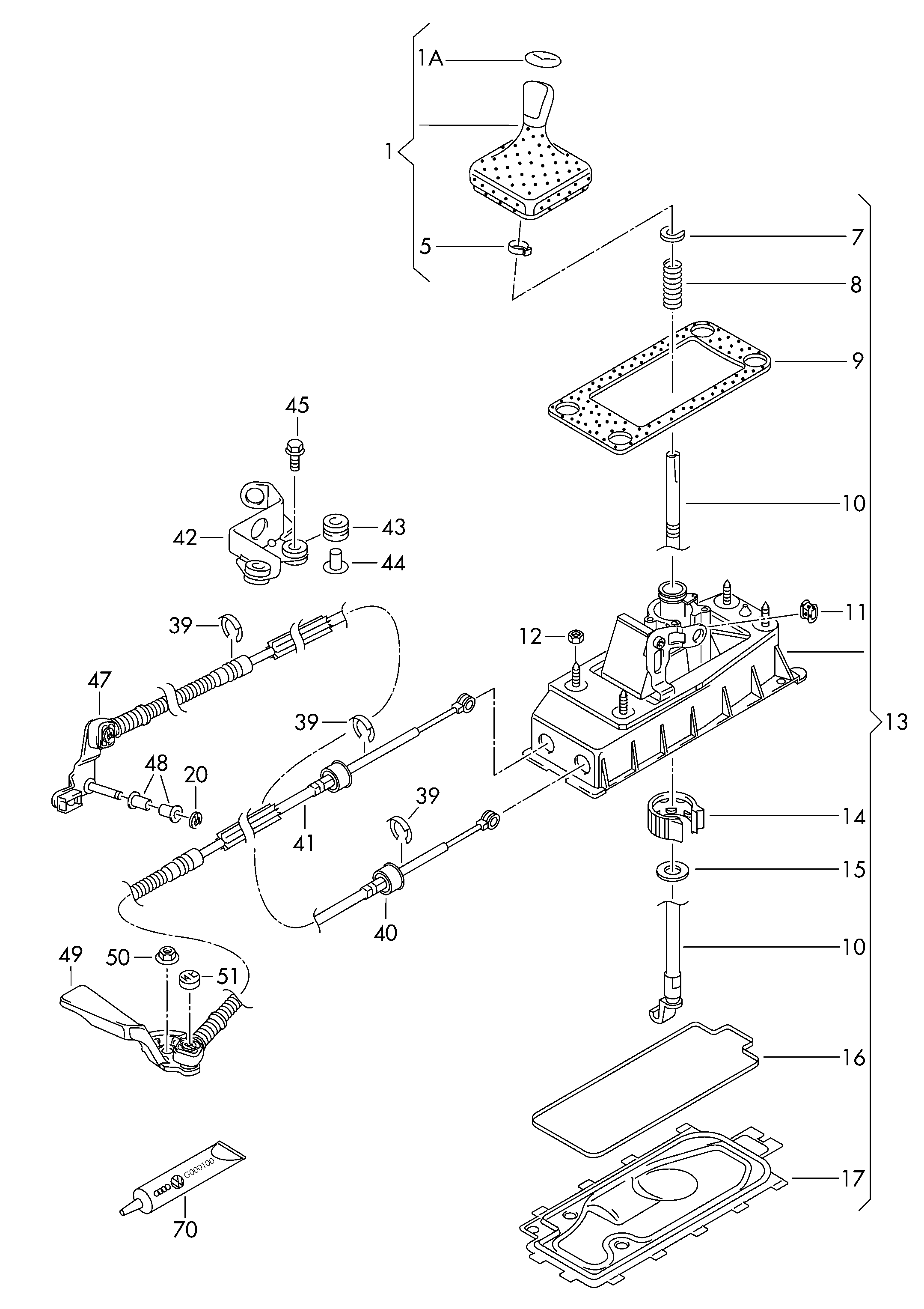 Skoda 1J0 711 761B - Cable, manual transmission parts5.com