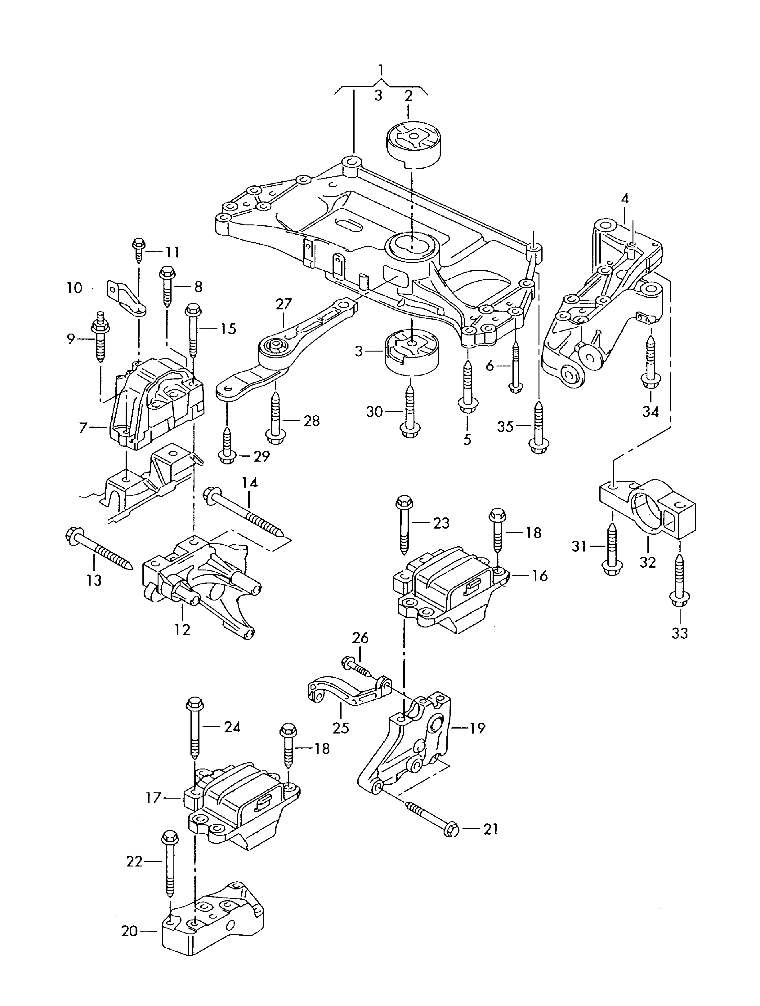 Skoda 1K0199231K - Suport motor parts5.com