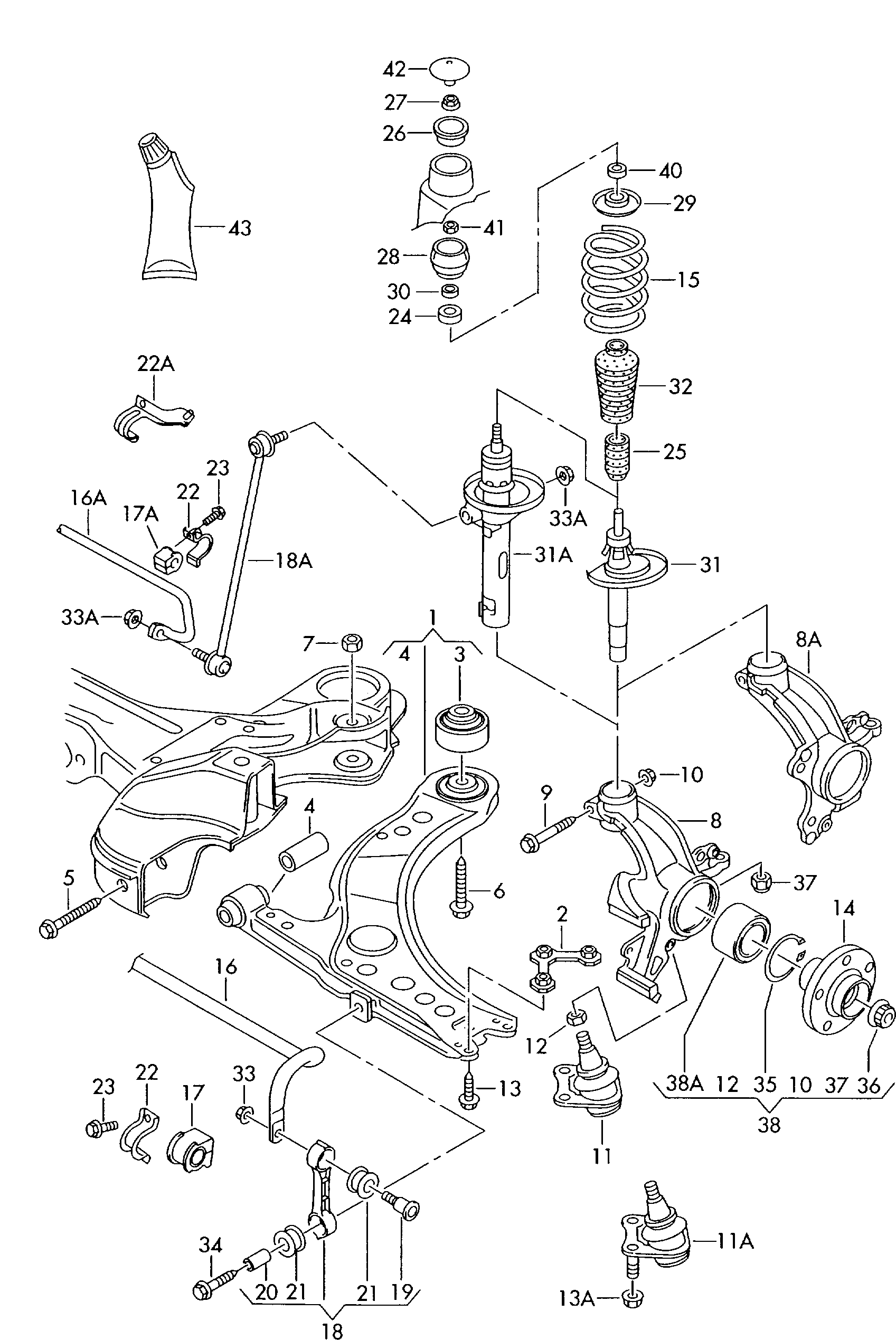 VAG 1J0 413 031S - Amortizor parts5.com