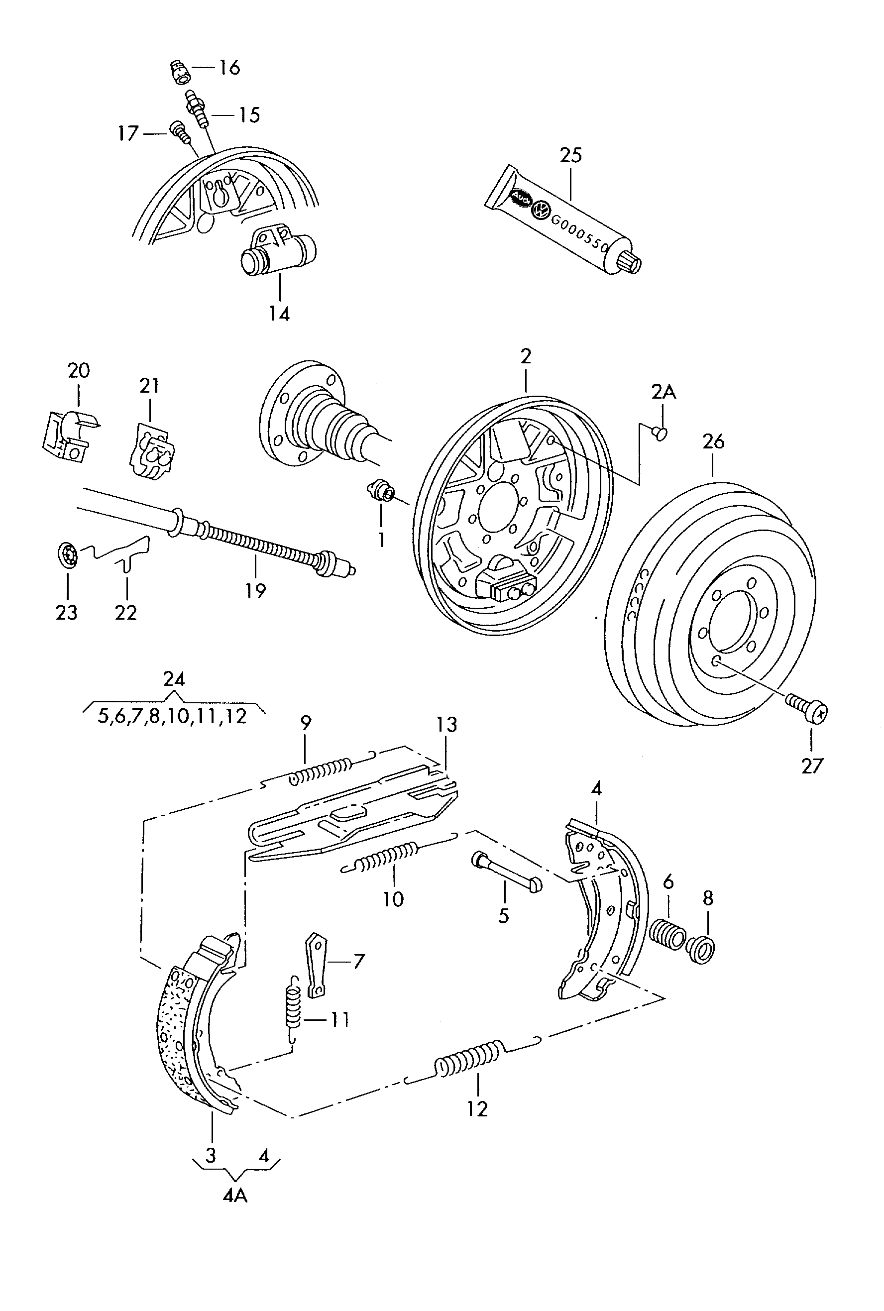 VAG 1J0 698 525 B - Juego de zapatas de frenos parts5.com