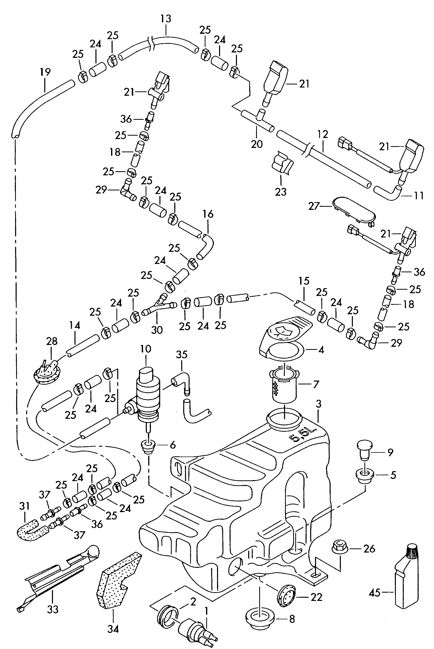 Seat 1J0 955 453N - Rezervor apa,spalare parbriz parts5.com