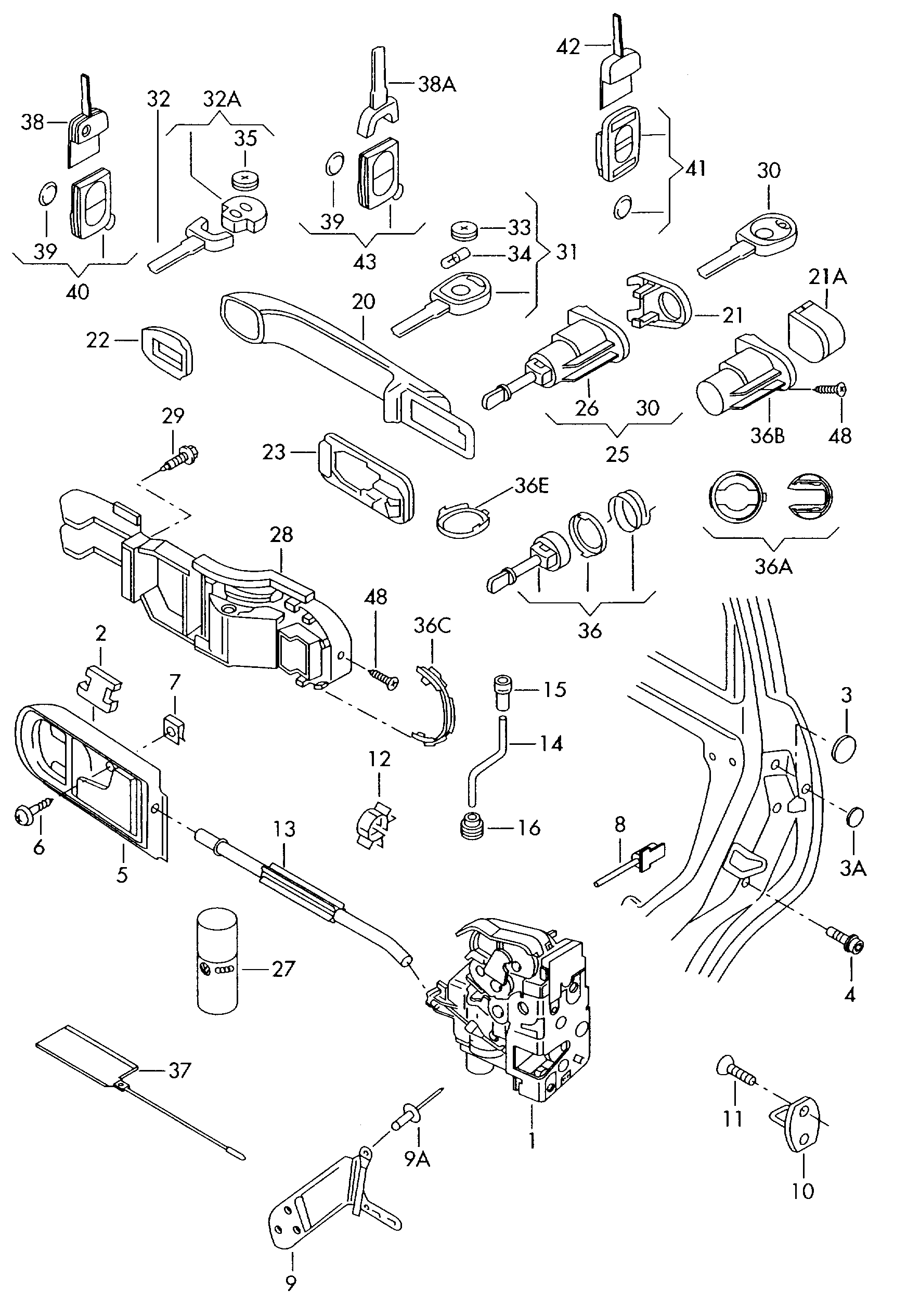 VAG 3B1 837 015A - Zamek drzwi parts5.com