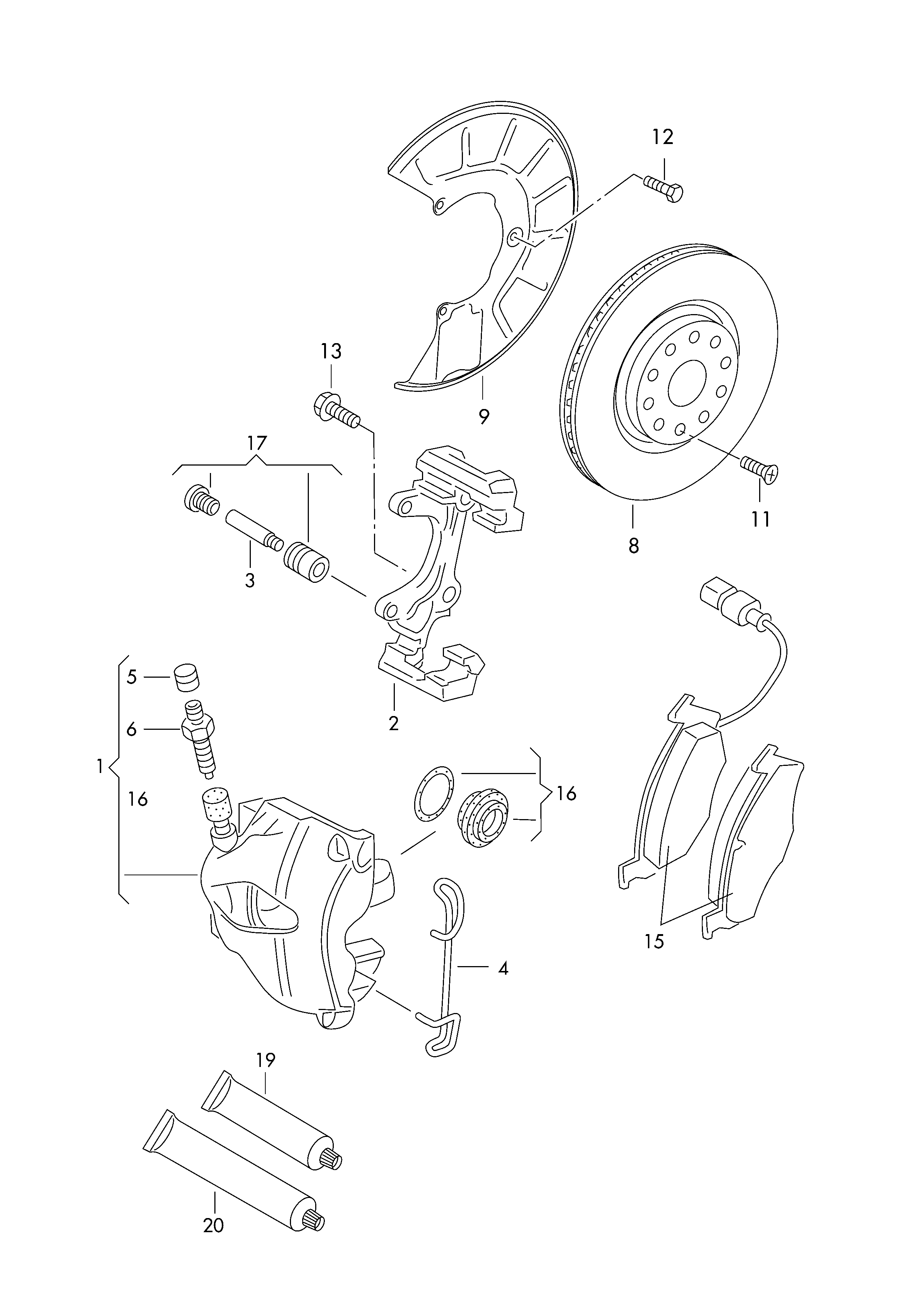 Seat JZW 698 151 B - Piduriklotsi komplekt,ketaspidur parts5.com