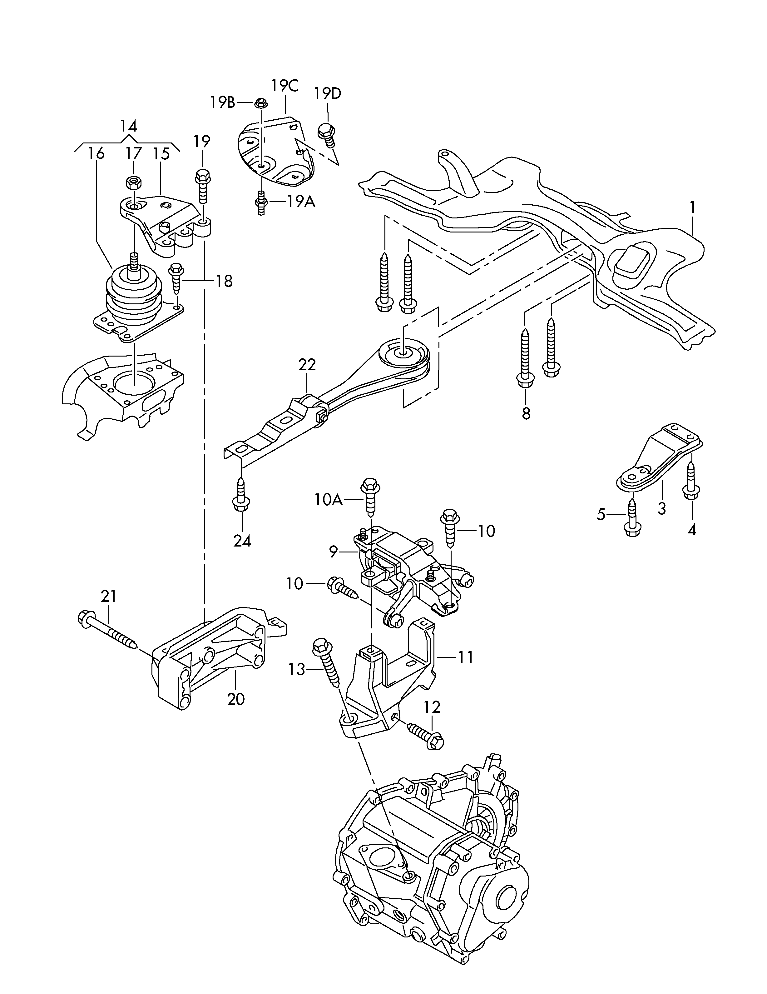 Skoda 6Q0 199 555 AR - Uložení, manuální převodovka parts5.com