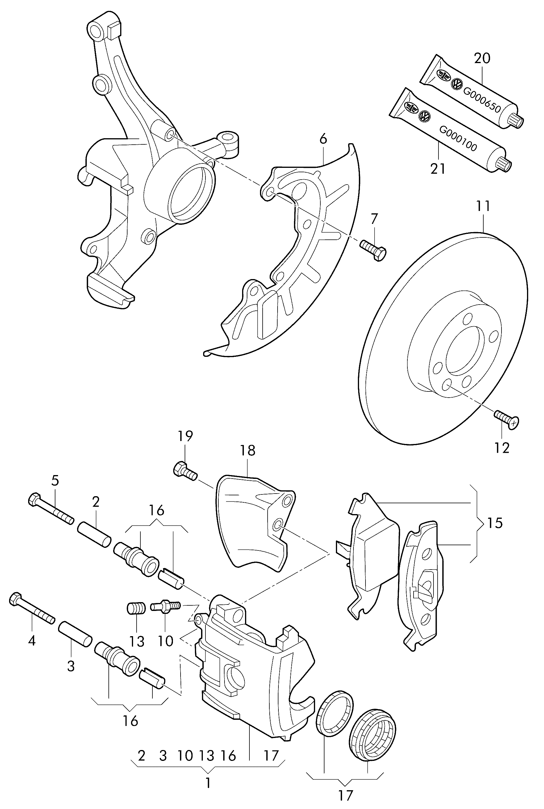 VAG 3A0 698 471 - Komplet za popravilo, sedlo kolutne zavore parts5.com