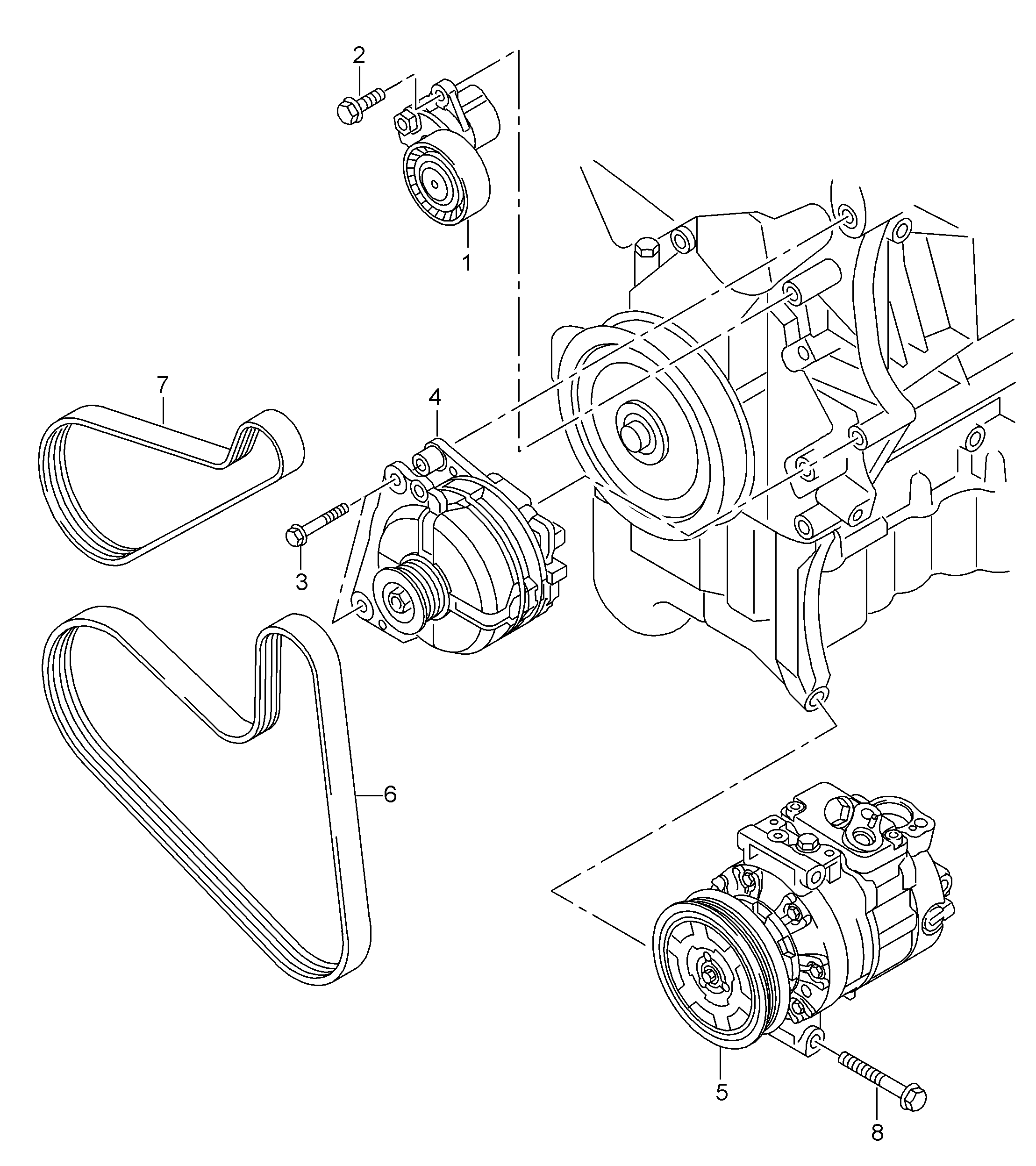 Seat 04E 145 299 L - Szíjfeszítő, hosszbordás szíj parts5.com