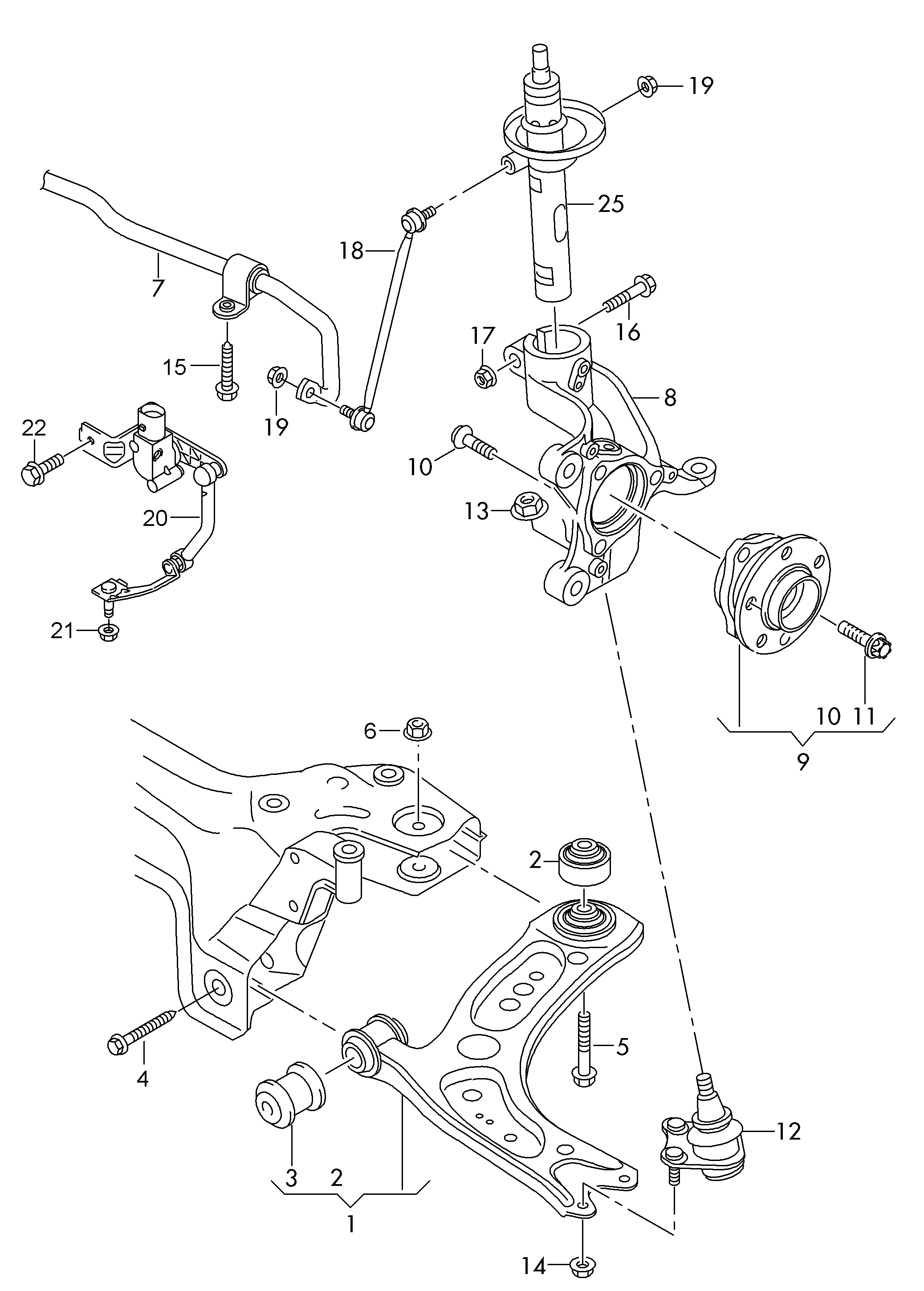 VW 5Q0407255Q - Steering Knuckle, wheel suspension parts5.com