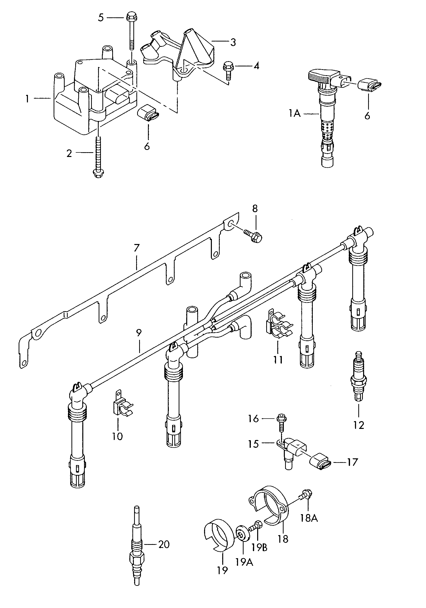 Skoda (SVW) 036905715F - ignition coil with spark plug connector parts5.com