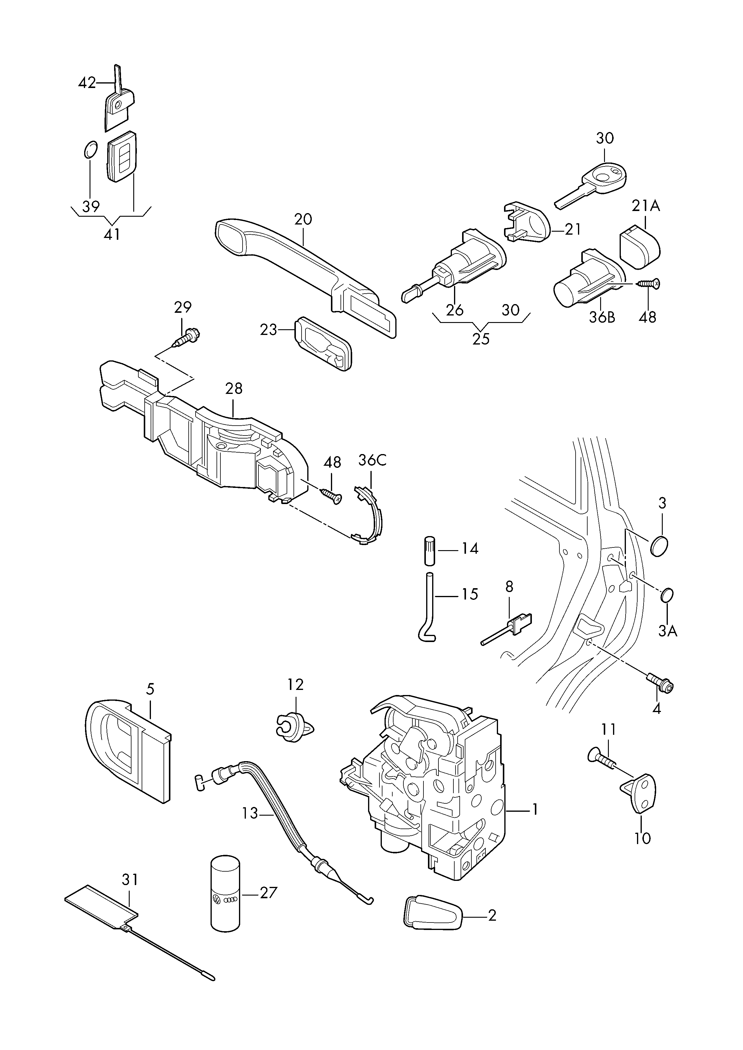 VAG 3B1837015AR - Zámok dverí parts5.com