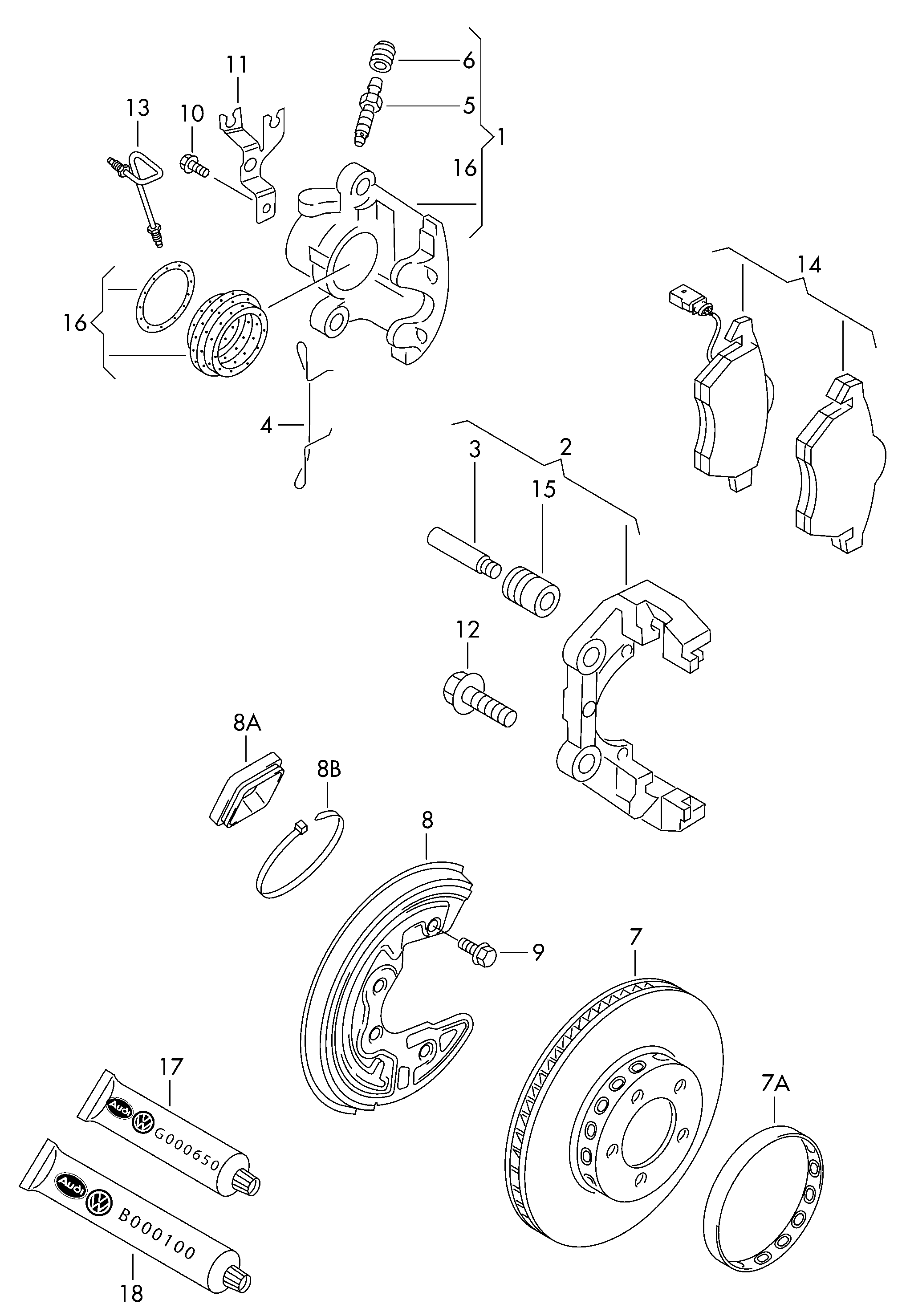 Skoda 8E0698151J - Дисковый тормозной механизм, комплект parts5.com