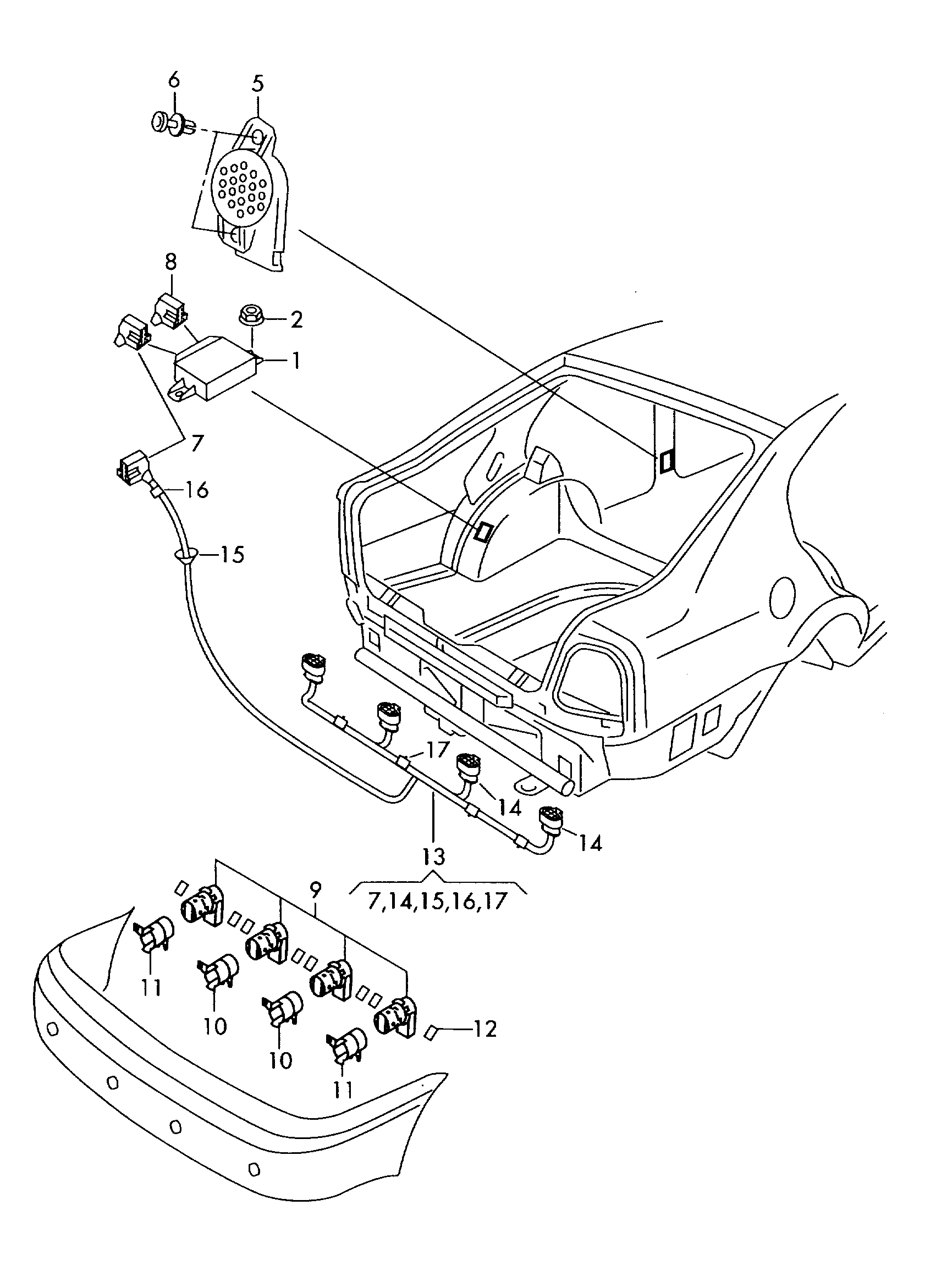 Skoda 7H0 919 275 C - Sensor, Einparkhilfe parts5.com