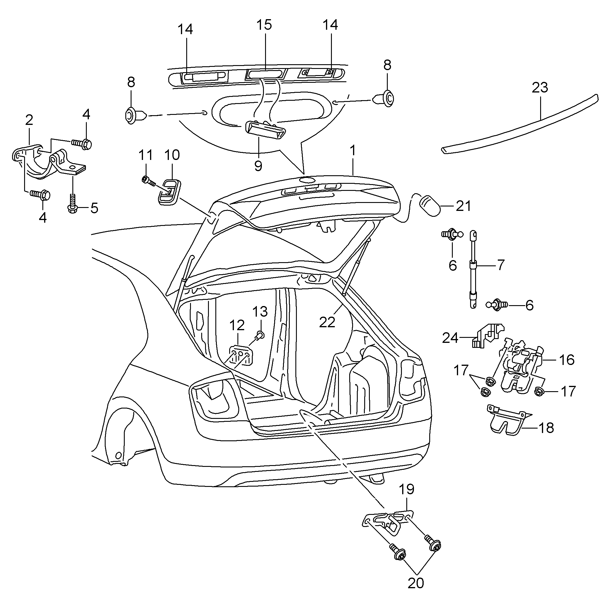 Seat 8R0 827 505 A - Zámok zadných výklopných dverí parts5.com