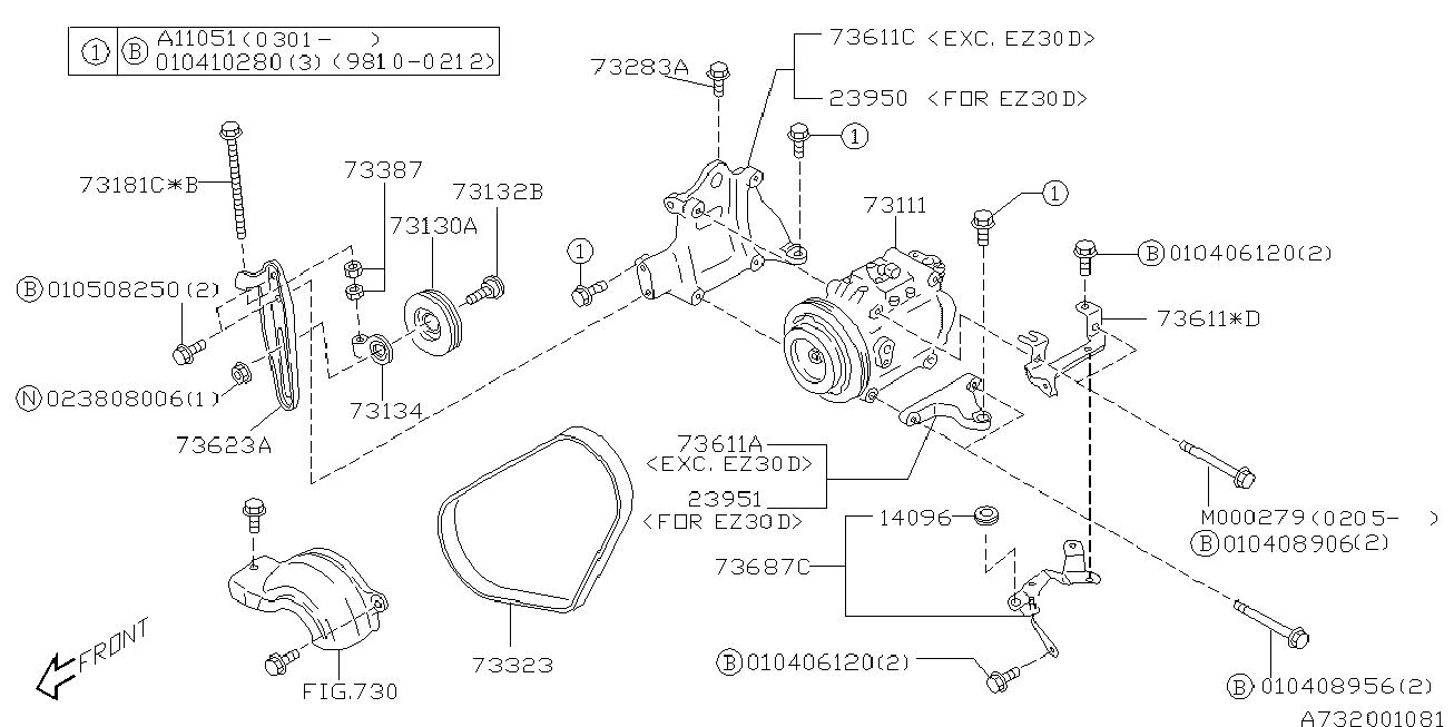 Subaru 73013AA000 - V-Ribbed Belt parts5.com