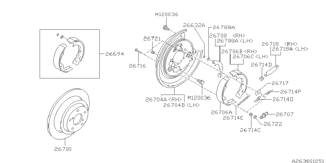 Subaru 26257AA081 - Fékpofakészlet parts5.com