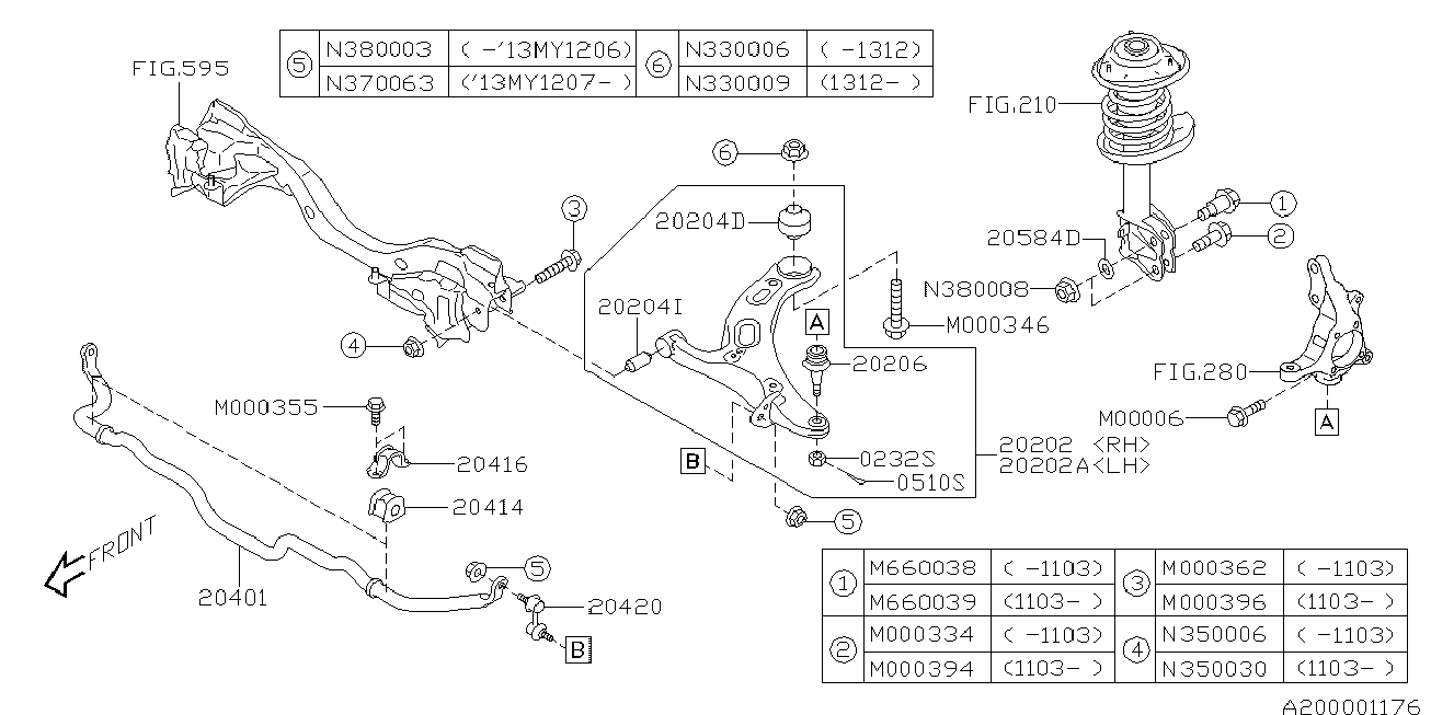 Subaru 20202AJ040 - Uležištenje, spona parts5.com