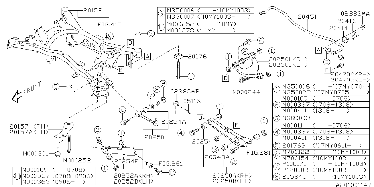 Subaru 20254FG020 - Uložení, řídicí mechanismus parts5.com