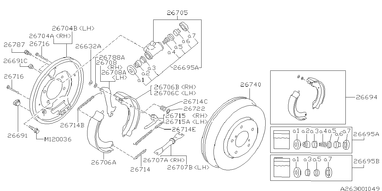 Subaru 26257AA030 - Set saboti frana parts5.com