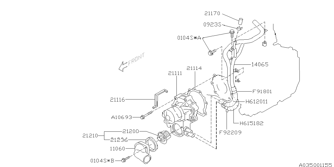 Subaru 21210AA030 - Thermostat, coolant parts5.com