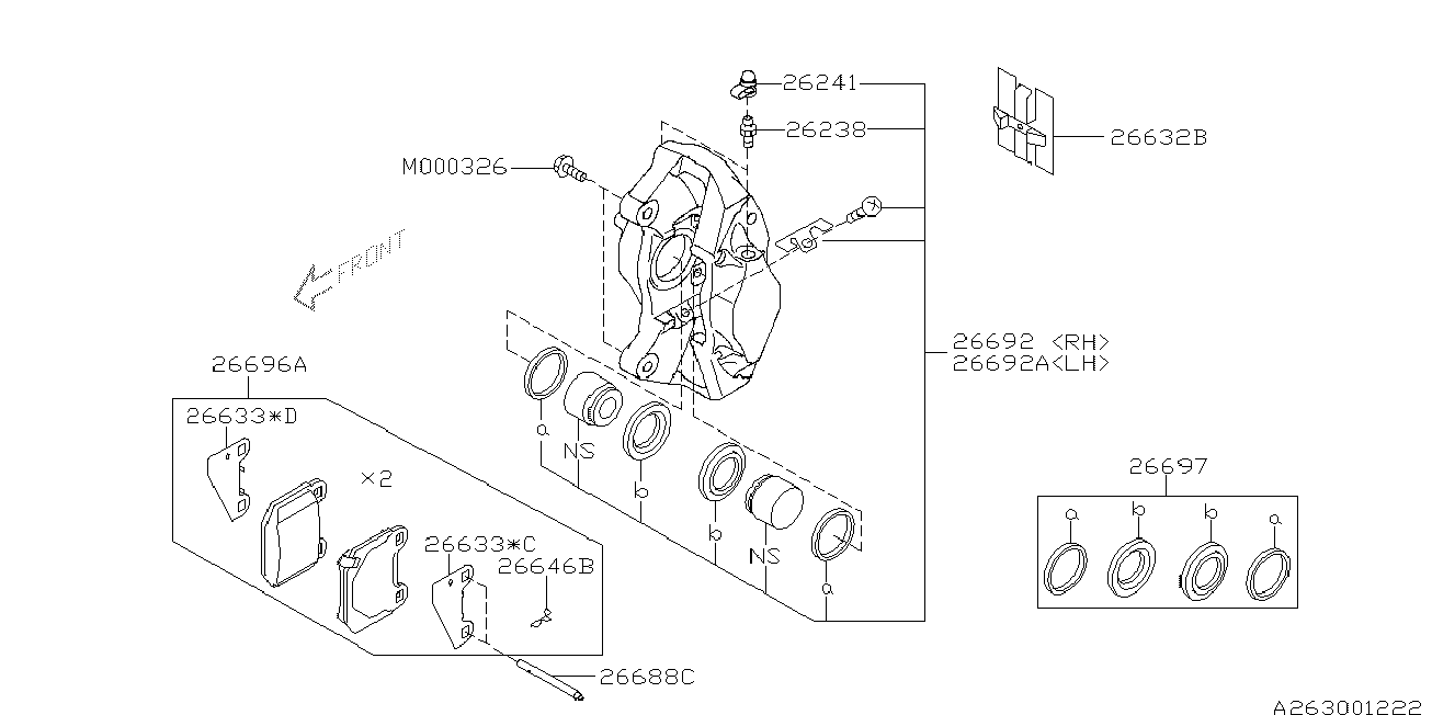 Subaru 26696FG000 - Komplet kočnih obloga, disk kočnica parts5.com