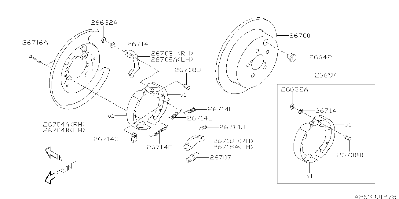 Subaru 26694CA000 - Set saboti frana, frana de mana parts5.com