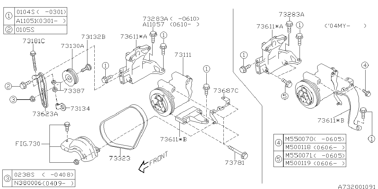 Subaru 73323 AC010 - Поликлиновой ремень parts5.com