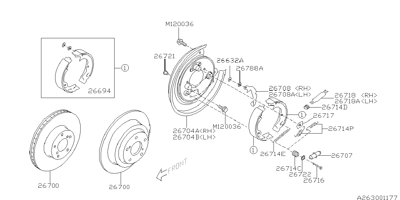 Subaru 26694AG000 - Sada brzdových čelistí, parkovací brzda parts5.com