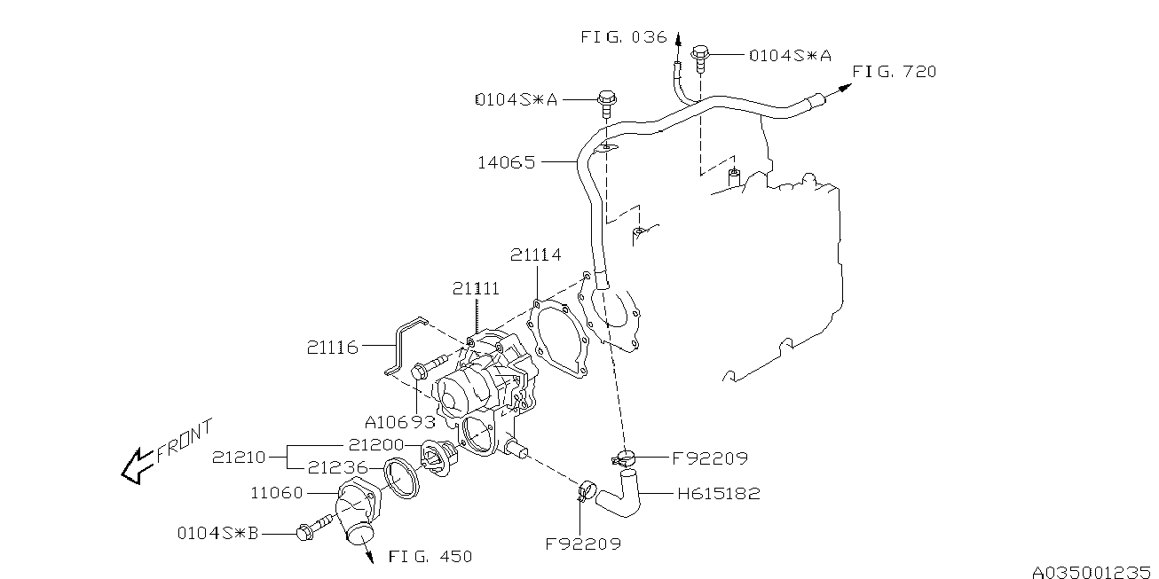 Subaru 21210-AA080 - Thermostat, coolant parts5.com