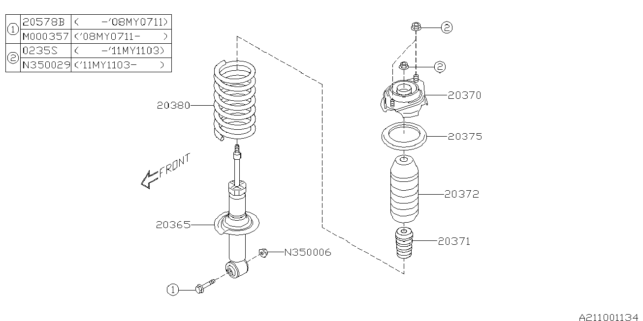 Subaru 20372FG000 - Dust Cover Kit, shock absorber parts5.com