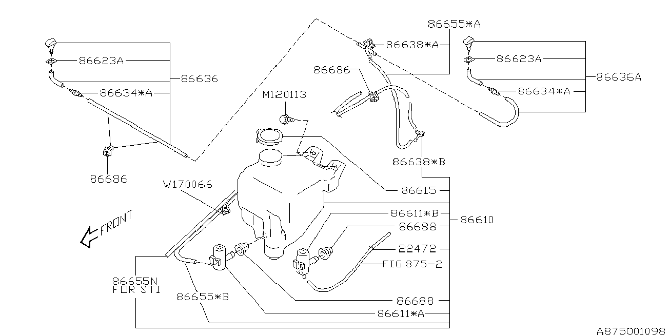 Subaru 86611AC010 - Pompa de apa,spalare parbriz parts5.com